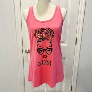 Noni Grandma Women's Shirt Messy Bun Sun Glasses Tank Top Pink Size Large
